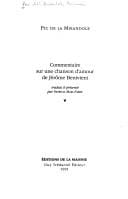Commentaire sur une chanson d'amour de Jérôme Benivieni, (édition bilingue français - italien)