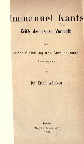 Kritik der reinen Vernunft
