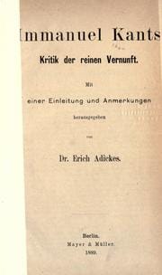 Kritik der reinen Vernunft