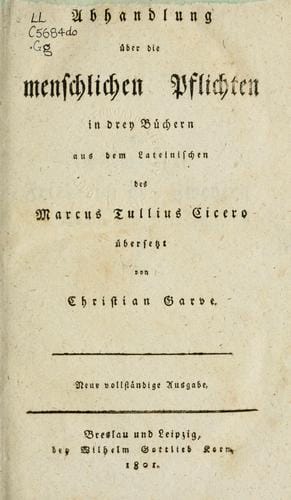 Abhandlung über die menschlichen Pflichten in drey Büchern