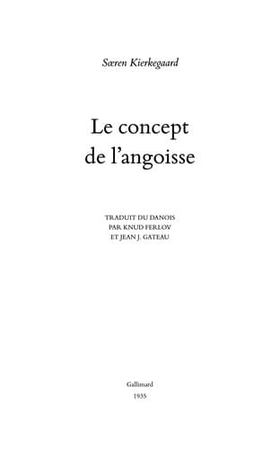 Le Concept de l'angoisse