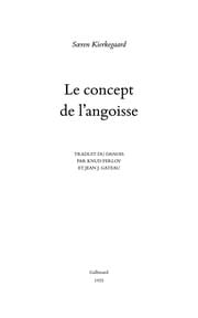 Le Concept de l'angoisse