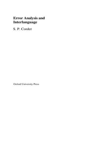 Error analysis and interlanguage