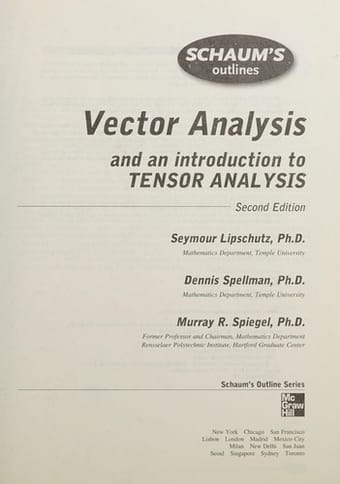 Schaum's outline of theory and problems of vector analysis