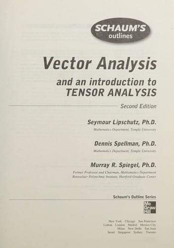 Schaum's outline of theory and problems of vector analysis