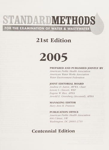 Standard methods for the examination of water & wastewater