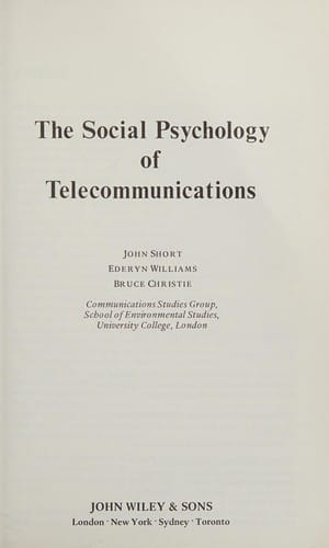 The social psychology of telecommunications