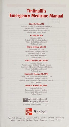 Tintinalli's emergency medicine manual