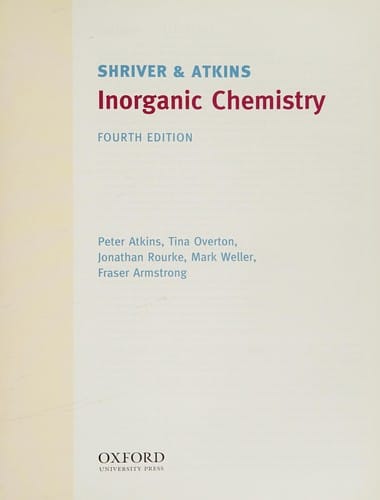 Shriver & Atkins' inorganic chemistry
