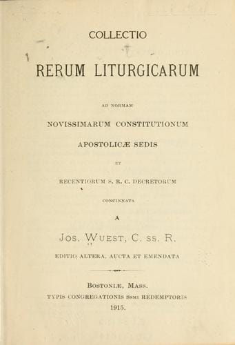 Collectio rerum liturgicarum