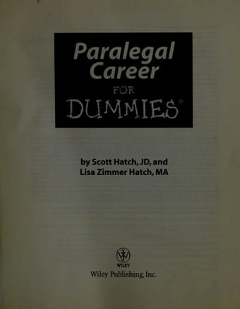 Paralegal career for dummies