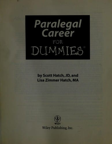 Paralegal career for dummies