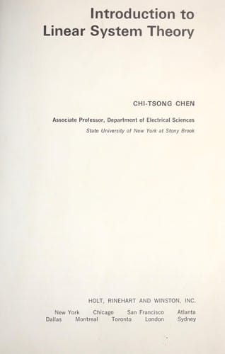 Introduction to linear system theory