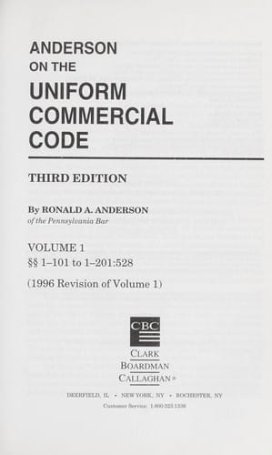 Lawrence's Anderson on the Uniform commercial code