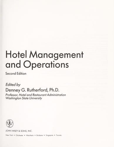 Hotel management and operations