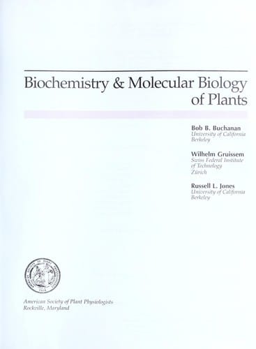 Biochemistry & molecular biology of plants