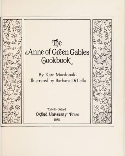 The Anne of Green Gables cookbook