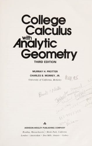 College calculus with analytic geometry