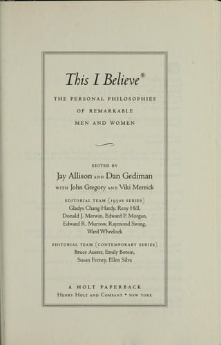 This I believe
