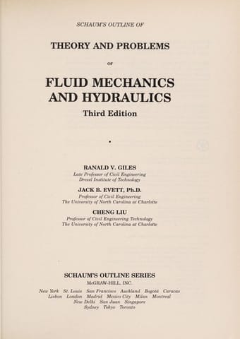 Schaum's outline of theory and problems of fluid mechanics and hydraulics