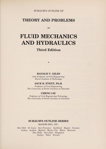 Schaum's outline of theory and problems of fluid mechanics and hydraulics