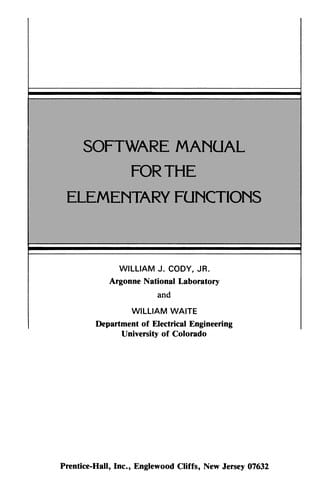 Software manual for the elementary functions