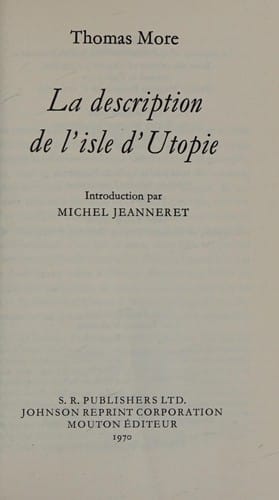 La description de l'isle d'Utopie.