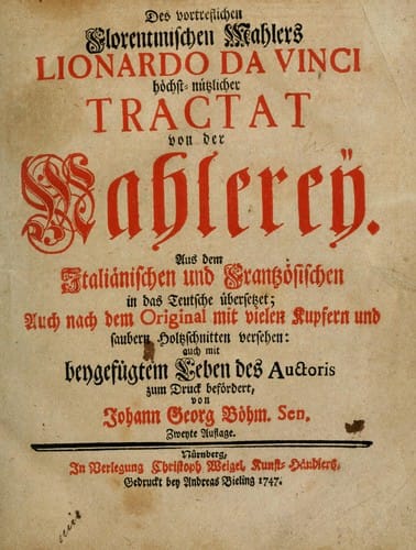 Des vortreflichen Florentinischen Mahlers Lionardo da Vinci höchst-nützlicher Tractat von der Mahlerey