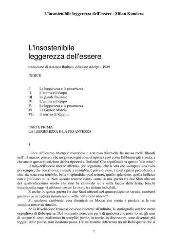 L'insostenibile leggerezza dell'essere