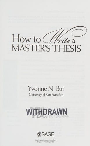 How to write a master's thesis