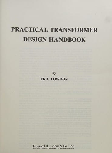 Practical transformer design handbook